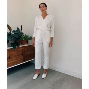 PALOMA WOOL Alexandria Cotton Woven Wrap Style‎ Jumpsuit Ivory Large